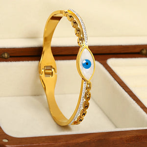 Stylish Evil Eye Shell Bracelet Stainless Steel Bangle