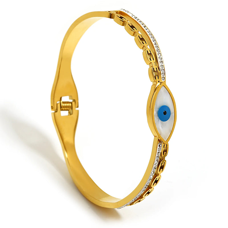 Stylish Evil Eye Shell Bracelet Stainless Steel Bangle