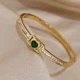 Hollow Zircon Love Heart Stainless Steel Bangles Charm Couple Lover Gift