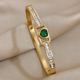 Hollow Zircon Love Heart Stainless Steel Bangles Charm Couple Lover Gift