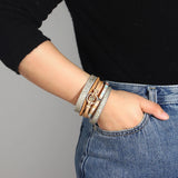 Wide Wrap Leather Bracelet with Sequins & Metal Beads