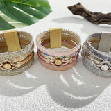 Wide Wrap Leather Bracelet with Sequins & Metal Beads