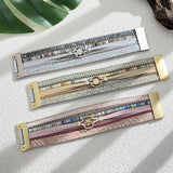 Wide Wrap Leather Bracelet with Sequins & Metal Beads