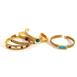 Vintage Stones Crystal Stainless Steel Bangle Bracelet for Women