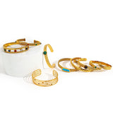 Vintage Stones Crystal Stainless Steel Bangle Bracelet for Women