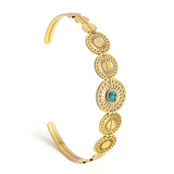 Vintage Stones Crystal Stainless Steel Bangle Bracelet for Women
