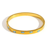 Vintage Stones Crystal Stainless Steel Bangle Bracelet for Women