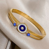 Vintage 316L Stainless Steel Evil Eye Bracelet Charm Bangles for Women