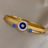 Vintage 316L Stainless Steel Evil Eye Bracelet Charm Bangles for Women
