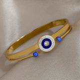 Vintage 316L Stainless Steel Evil Eye Bracelet Charm Bangles for Women