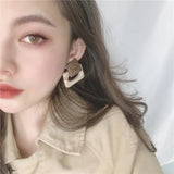 Vintage Resin Wooden Square Drop Earrings Korea Acetic Acid Large Earrings