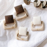 Vintage Resin Wooden Square Drop Earrings Korea Acetic Acid Large Earrings