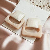 Vintage Resin Wooden Square Drop Earrings Korea Acetic Acid Large Earrings