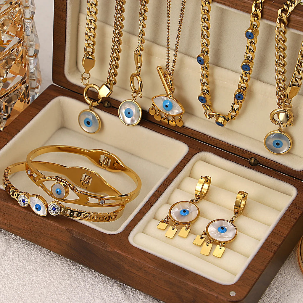 Vintage Evil Eye Stainless Steel Bangles for Women