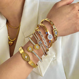 Vintage Evil Eye Stainless Steel Bangles for Women