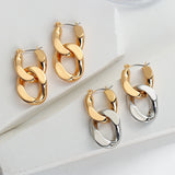 Vintage Silver Cuban Chain Hoop Earrings for Women