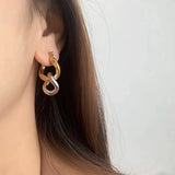 Vintage Silver Cuban Chain Hoop Earrings for Women