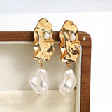 Vintage Geometric Earrings Retro Pearl Women