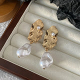 Vintage Geometric Earrings Retro Pearl Women