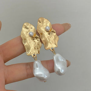 Vintage Geometric Earrings Retro Pearl Women