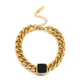 Vintage Geometric Pendant Cuban Chain Choker Necklace Stainless Steel