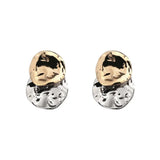 Vintage Geometric Irregular Disc Silver Drop Earrings