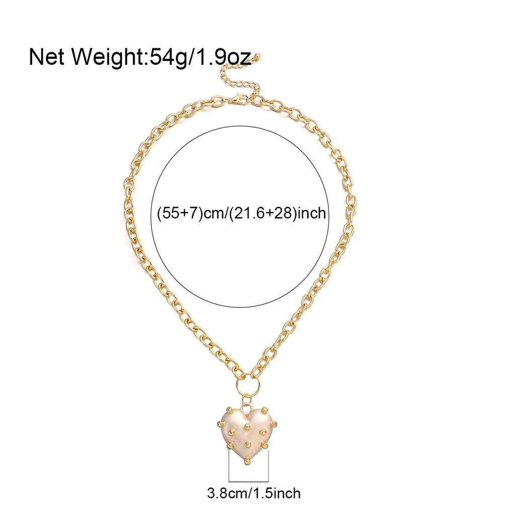Vintage Wedding Pearl Heart Choker Necklace Geometric Lock Pendant