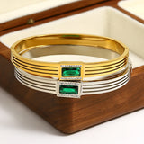 Waterproof CZ Stainless Steel Bangle Bracelet for Women