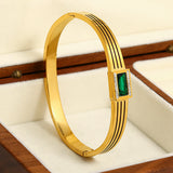Waterproof CZ Stainless Steel Bangle Bracelet for Women