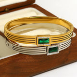 Waterproof CZ Stainless Steel Bangle Bracelet for Women