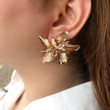 Vintage Metal Flower Big Earrings for Women