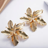 Vintage Metal Flower Big Earrings for Women