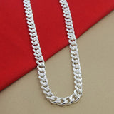 925 Silver 10MM Cuban Chain Necklace For Women Men