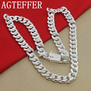 925 Silver 10MM Cuban Chain Necklace For Women Men