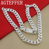 925 Silver 10MM Cuban Chain Necklace For Women Men
