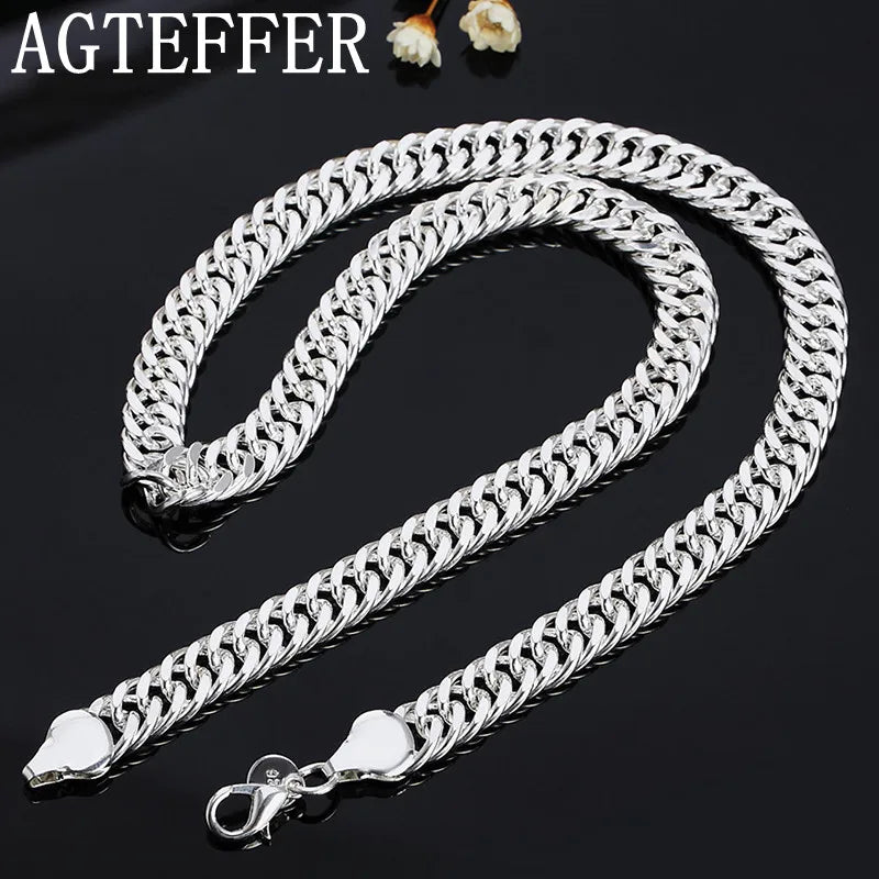 925 Silver 10MM Necklace Chain Men Women Jewelry