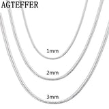 925 Silver Snake Chain Necklace 1MM/2MM/3MM