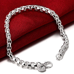 925 Silver Jewelry Sets Box Chain Bracelet Necklace Wedding Party