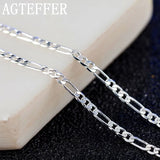 925 Silver 4mm Flat Chain Necklace For Women Man Wedding Jewelry