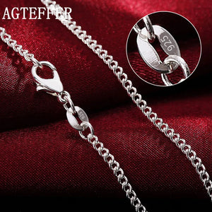 925 Silver 2MM Full Sideways Chain Necklace for Women Men