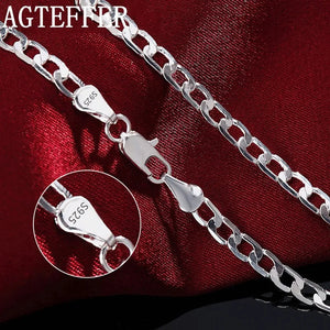 925 Silver 4MM Sideways Chain Necklace Wedding Jewelry Gift