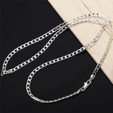 925 Silver 4MM Sideways Chain Necklace Wedding Jewelry Gift