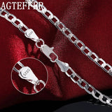 925 Silver 4MM Sideways Chain Necklace Wedding Jewelry Gift