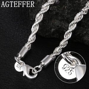 925 Sterling Silver 4MM Hemp Rope Chain Necklace