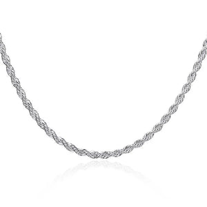 925 Sterling Silver 4MM Hemp Rope Chain Necklace