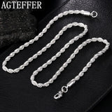 925 Silver Twisted Rope Chain Necklace 4mm