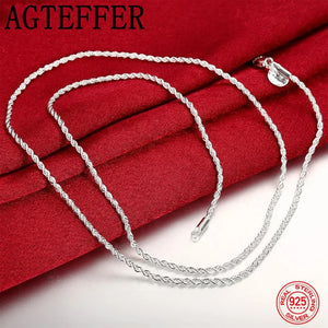 925 Silver 2mm Twist Rope Chain Necklaces For Men Women
