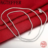 925 Silver 2mm Twist Rope Chain Necklaces For Men Women