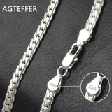 925 Silver 6mm Sideways Necklace 18/20/24 Inch Chain Wedding Jewelry