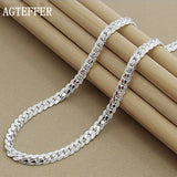 925 Silver 6mm Sideways Necklace 18/20/24 Inch Chain Wedding Jewelry